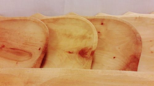 7 részes fatányéros készlet, fatálas